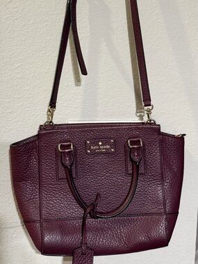 Kate Spade Burgundy Pebbled Leather Satchel Crossbody Bag - like new